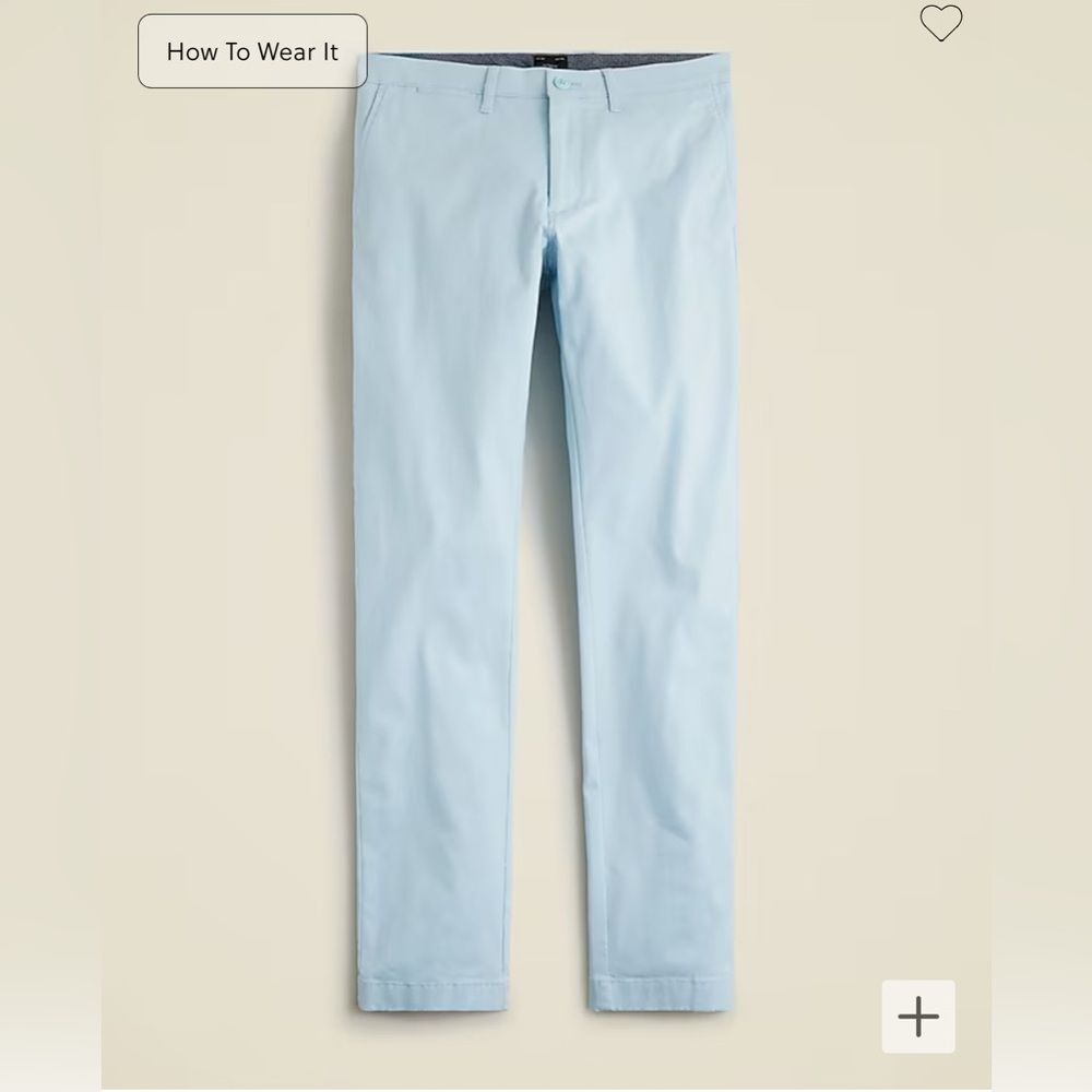 J. Crew Men’s 484 Slim-fit Stretch Chino Pant Size 29/32 Color Summer Cloud NWT